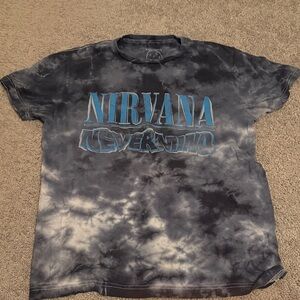 NIRVANA Blue and Gray Tie-Dye Shirt